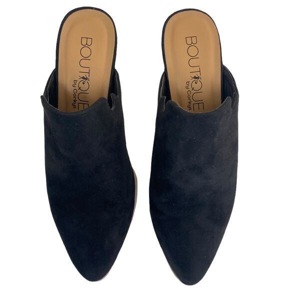 Corky's Boutique Black Faux Suede Mule Stacked Heel Size 7 - Picture 2 of 9